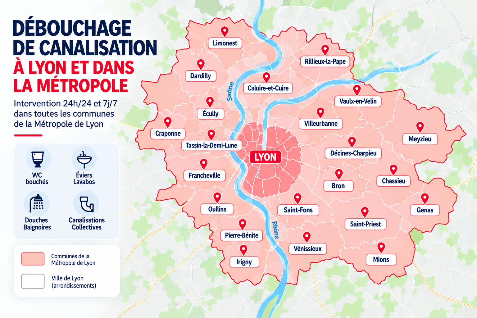 Débouchage canalisation Lyon EST