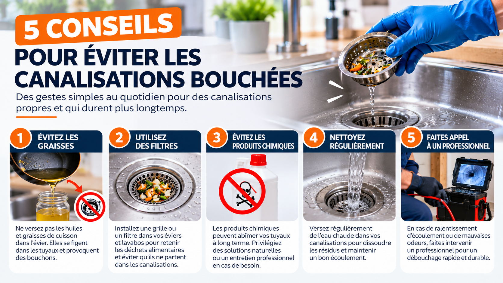 5 conseils pour éviter les canalisations bouchées